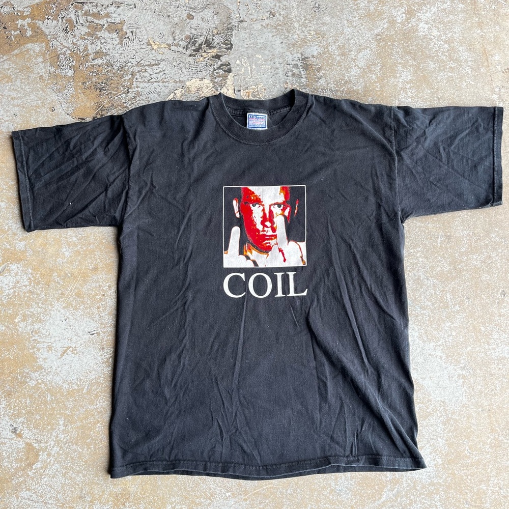 Vintage 1990’s RARE Band Tee COIL Black Double Sided Print Post Industrial